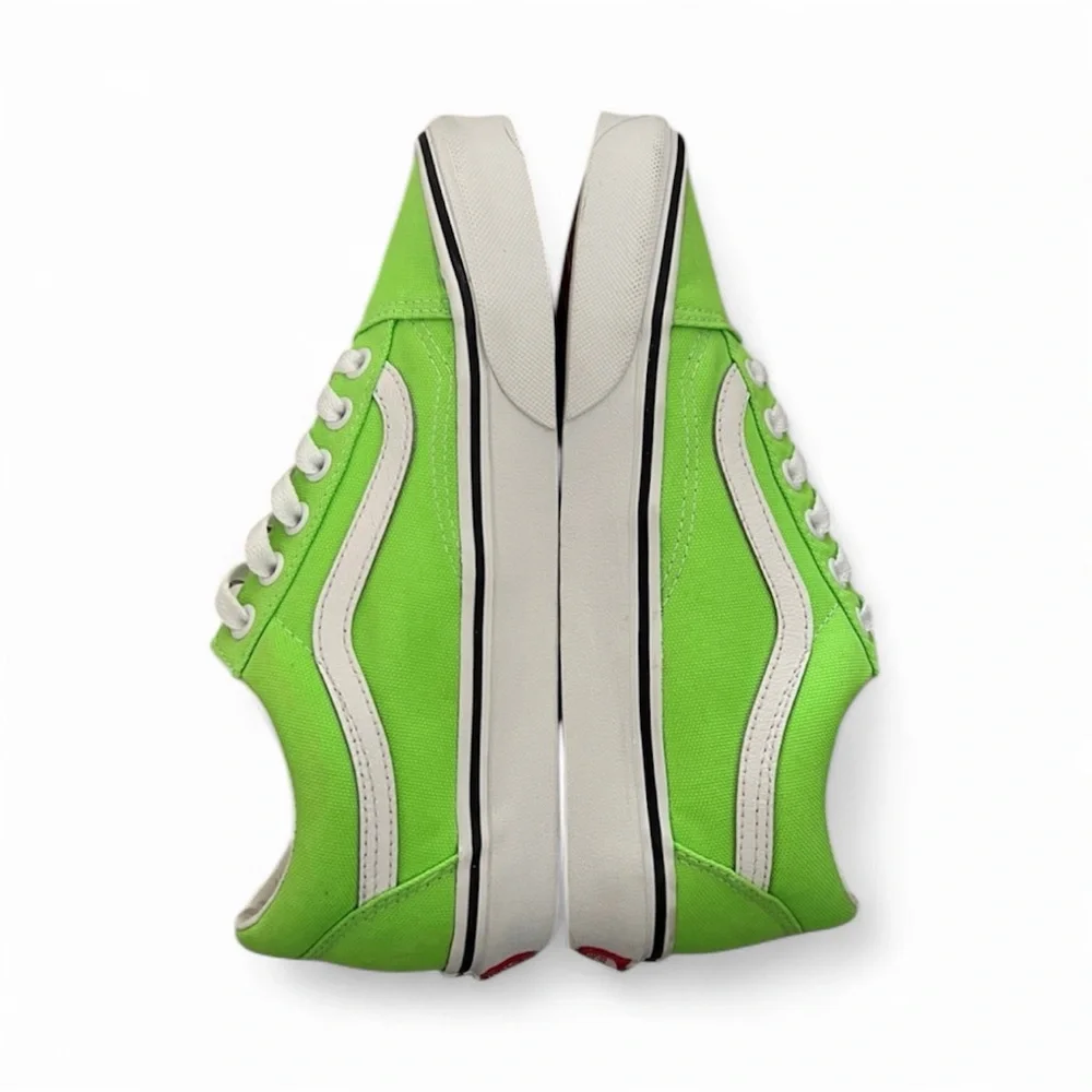 Vans Old School Neon Green Canvas Low-Top Sneakers with White Accents - Picture 6 of 10